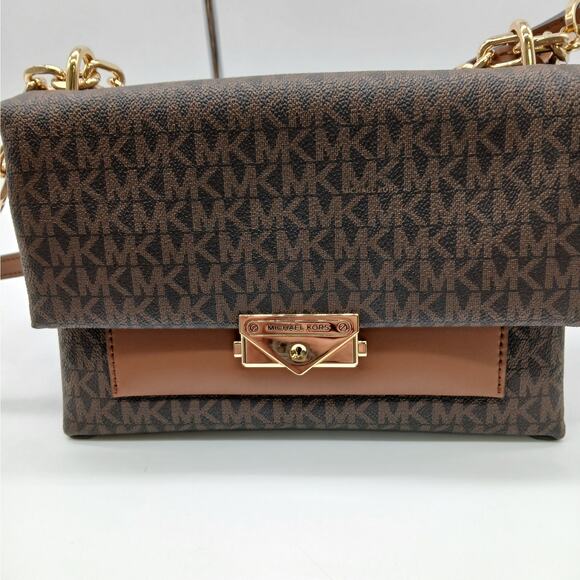 Michael Kors Medium Cece Signature Chain Shoulder Bag and Wallet Set Brown - Picture 4 of 16